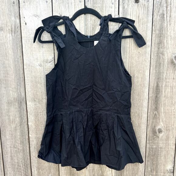 Fabiana Pigna | Beatrice Blouse Peplum Top Tie Shoulder Coquette Black Size S - Picture 1 of 6